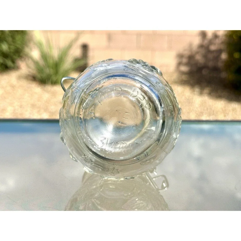 Embossed Vintage Glass Jar With Locking Lid Mason Style Jar, Canning Fruit Motif